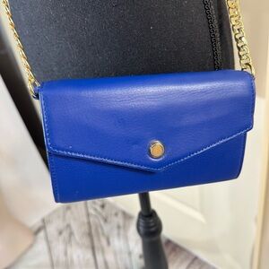 Stella & Max Elegant Royal Blue Leather Crossbody/Clutch Bag